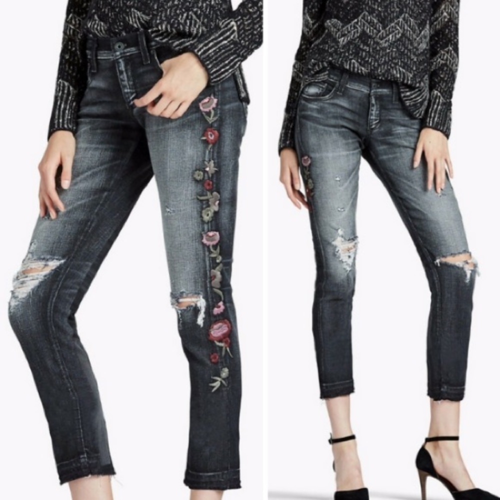 Lucky Brand Embroidered Sienna Slim Boyfriend Jeans 24
